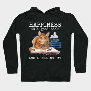 Happiness Is A Good Book And A Purring Cat Hoodie